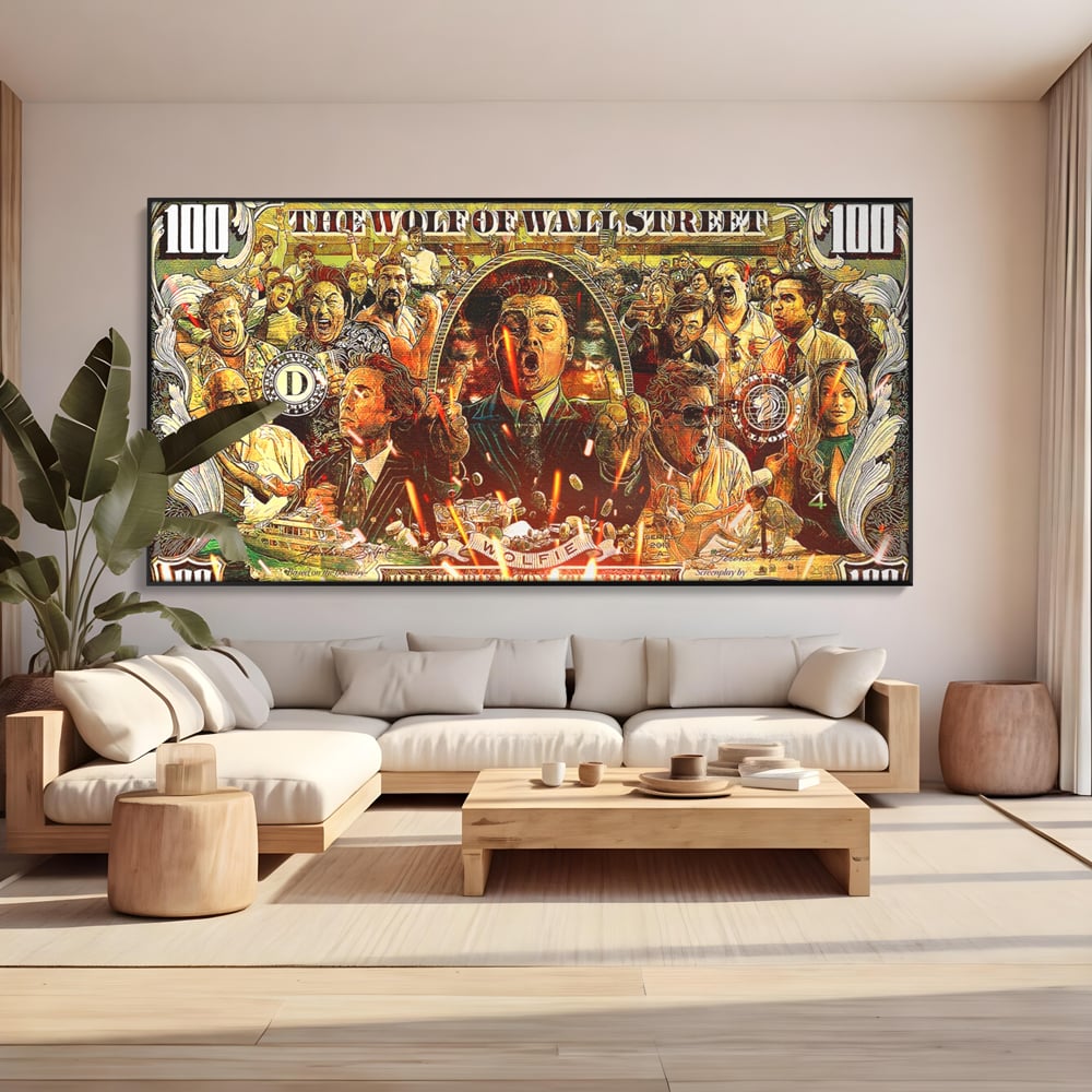 Leinwandbilder Premium LuxCanva® A1164, Wall Street , Dekorativ, Amerikanischer Film, DiCaprio, Der Wolf, Kräftige Farben