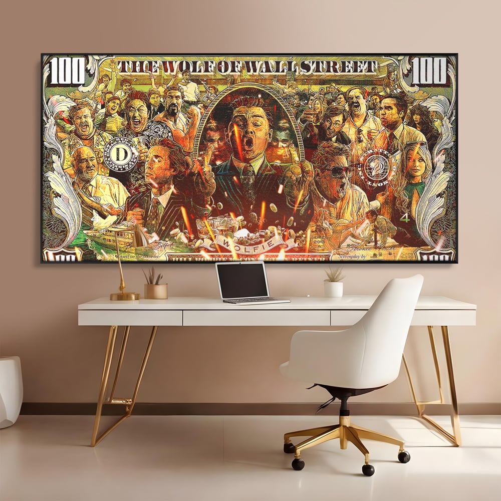 Leinwandbilder Premium LuxCanva® A1164, Wall Street , Dekorativ, Amerikanischer Film, DiCaprio, Der Wolf, Kräftige Farben