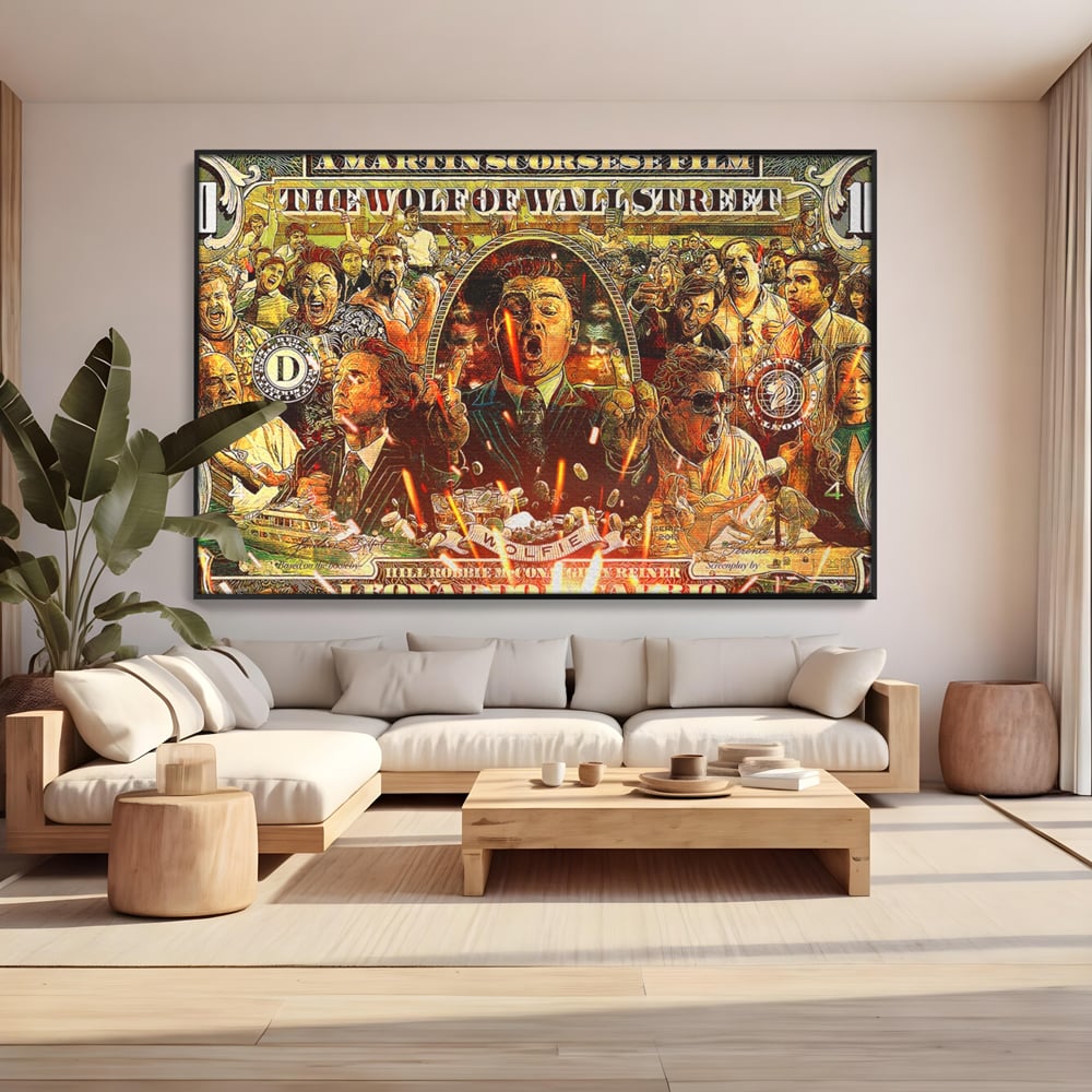 Leinwandbilder Premium LuxCanva® A1164, Wall Street , Dekorativ, Amerikanischer Film, DiCaprio, Der Wolf, Kräftige Farben