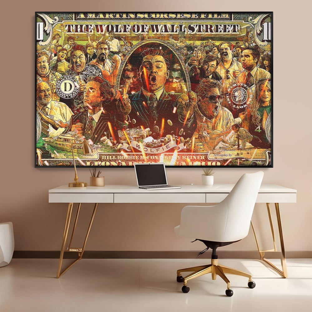 Leinwandbilder Premium LuxCanva® A1164, Wall Street , Dekorativ, Amerikanischer Film, DiCaprio, Der Wolf, Kräftige Farben