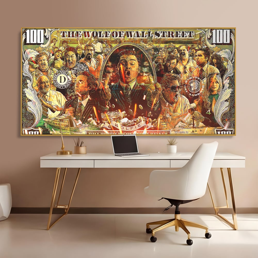 Leinwandbilder Premium LuxCanva® A1164, Wall Street , Dekorativ, Amerikanischer Film, DiCaprio, Der Wolf, Kräftige Farben