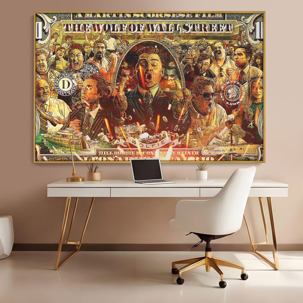 Leinwandbilder Premium LuxCanva® A1164, Wall Street , Dekorativ, Amerikanischer Film, DiCaprio, Der Wolf, Kräftige Farben
