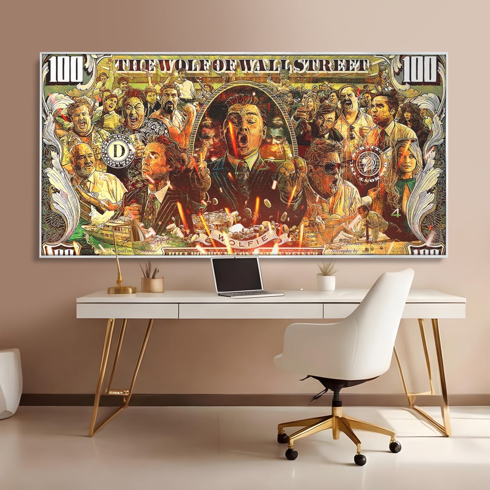 Leinwandbilder Premium LuxCanva® A1164, Wall Street , Dekorativ, Amerikanischer Film, DiCaprio, Der Wolf, Kräftige Farben