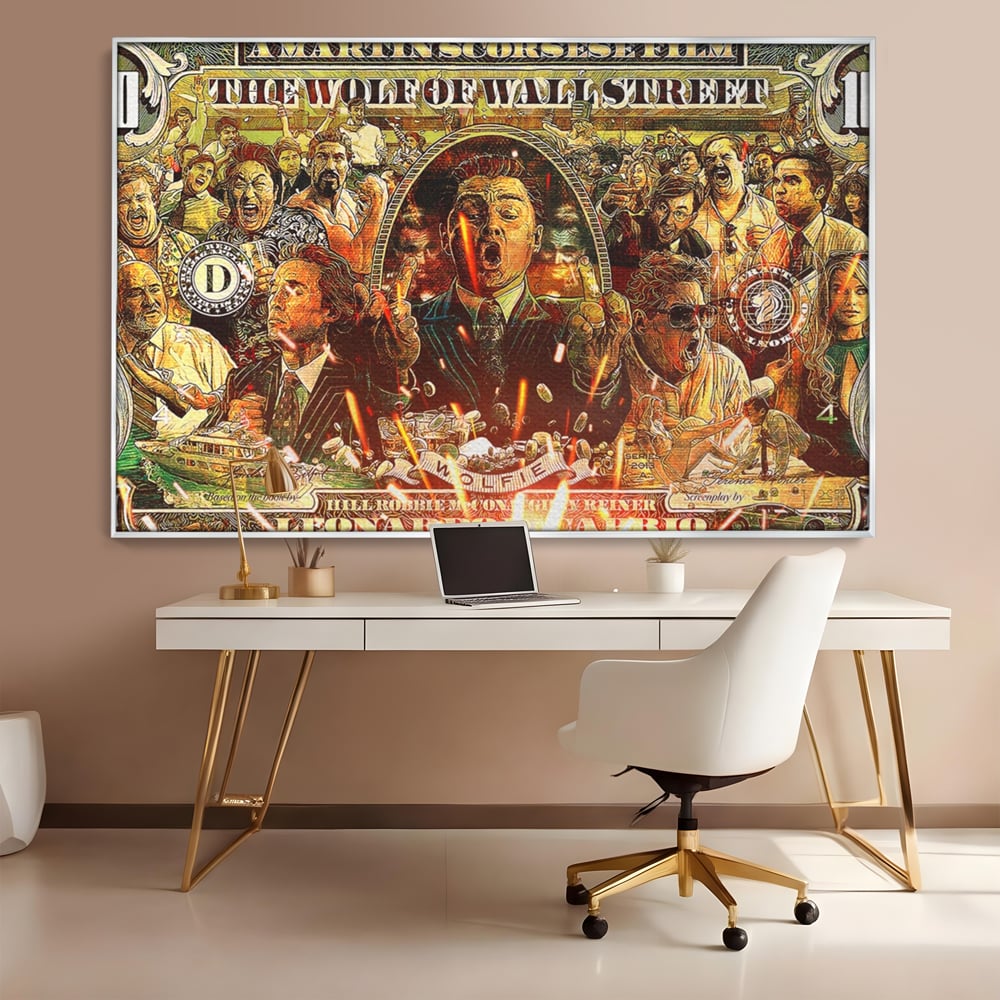 Leinwandbilder Premium LuxCanva® A1164, Wall Street , Dekorativ, Amerikanischer Film, DiCaprio, Der Wolf, Kräftige Farben