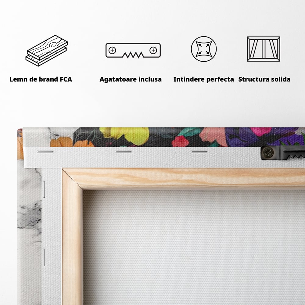 Tablou Canvas Premium LuxCanva® A1165, Fata Cu Flori ,  Decorativ, Colorat, Cantareata, Culori Vibrante