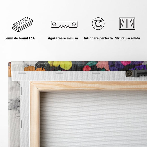 Tablou Canvas Premium LuxCanva® A1165, Fata Cu Flori ,  Decorativ, Colorat, Cantareata, Culori Vibrante