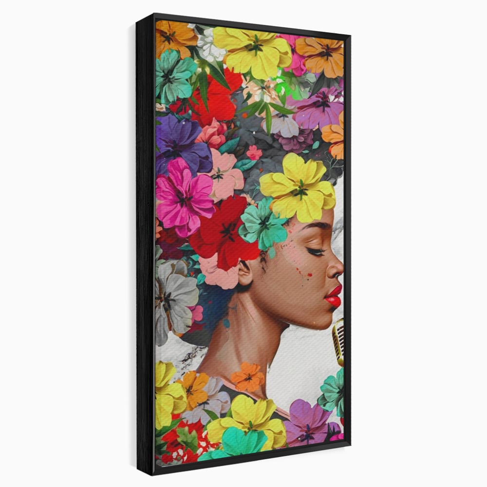 Tablou Canvas Premium LuxCanva® A1165, Fata Cu Flori ,  Decorativ, Colorat, Cantareata, Culori Vibrante