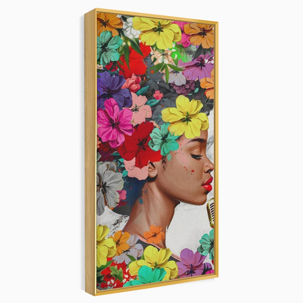 Tablou Canvas Premium LuxCanva® A1165, Fata Cu Flori ,  Decorativ, Colorat, Cantareata, Culori Vibrante
