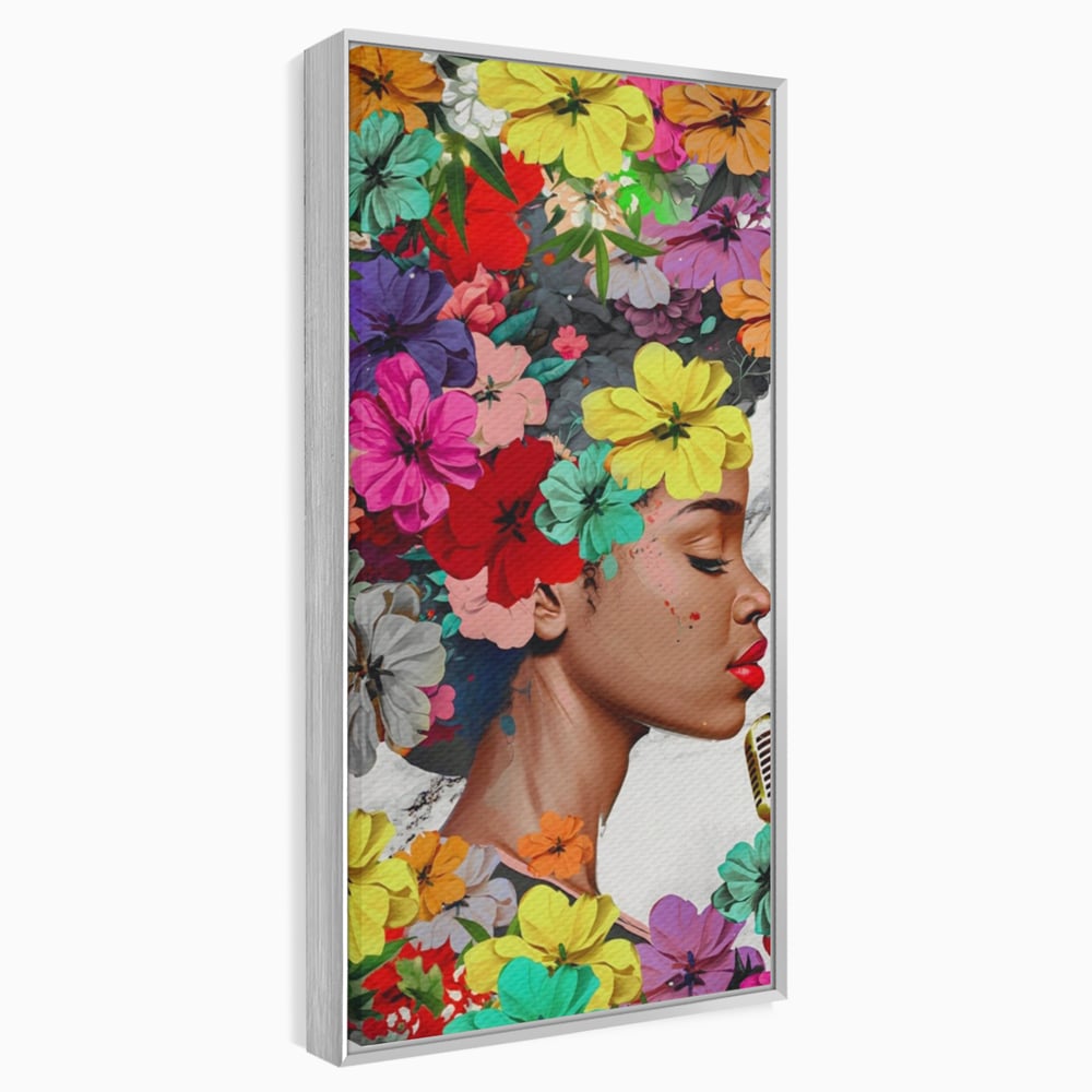 Tablou Canvas Premium LuxCanva® A1165, Fata Cu Flori ,  Decorativ, Colorat, Cantareata, Culori Vibrante