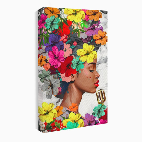 Tablou Canvas Premium LuxCanva® A1165, Fata Cu Flori ,  Decorativ, Colorat, Cantareata, Culori Vibrante