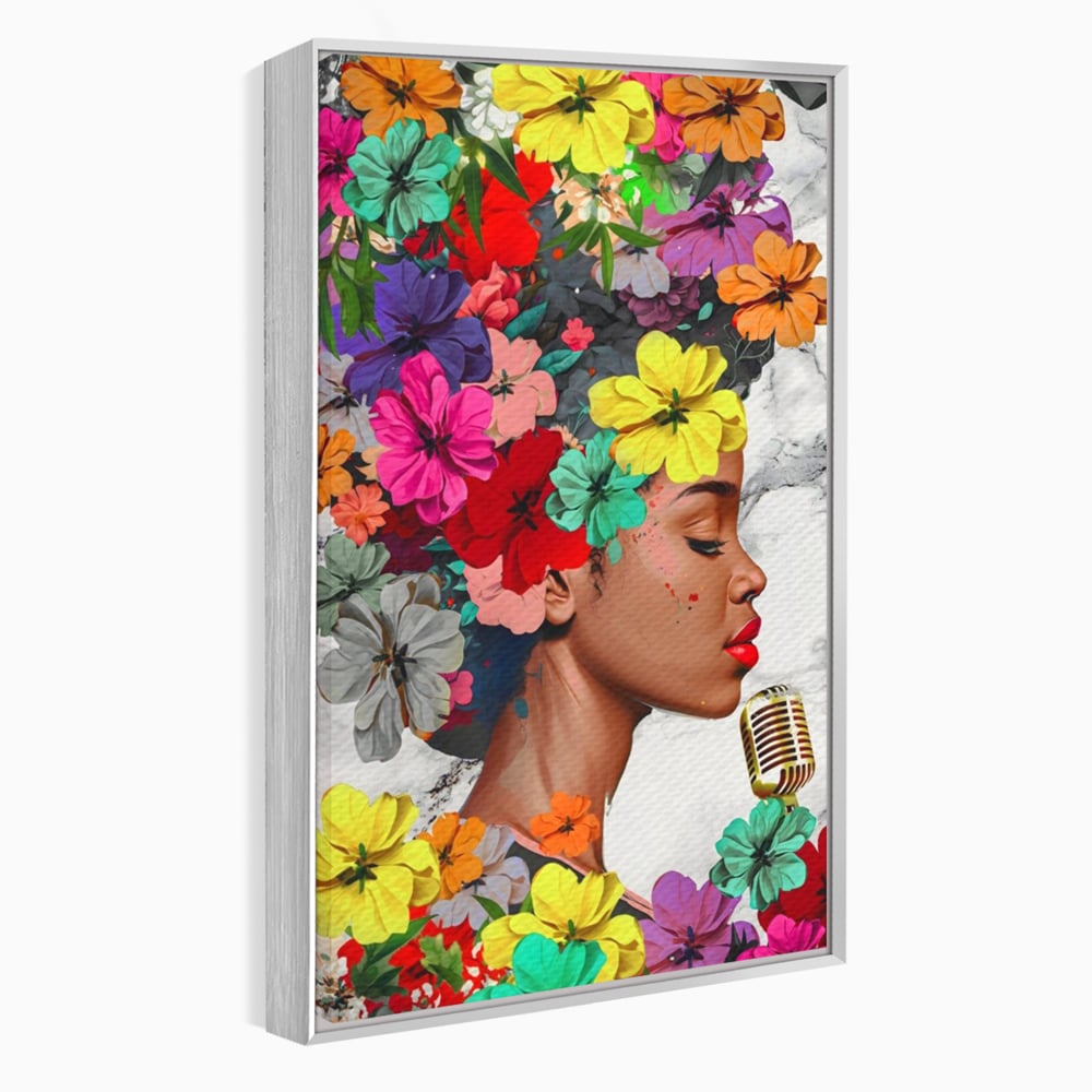 Tablou Canvas Premium LuxCanva® A1165, Fata Cu Flori ,  Decorativ, Colorat, Cantareata, Culori Vibrante