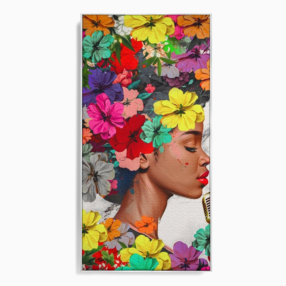 Tablou Canvas Premium LuxCanva® A1165, Fata Cu Flori ,  Decorativ, Colorat, Cantareata, Culori Vibrante