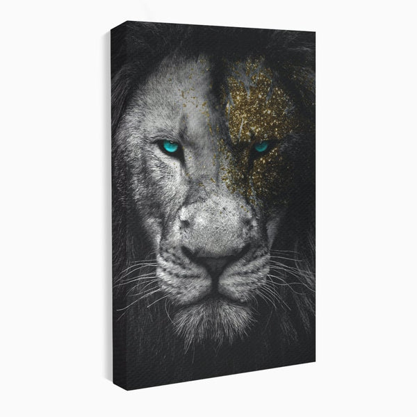 Leinwandbilder Premium-Leinwandkunst LuxCanva® A1167, Löwe mit blauen Augen , Dekorativ, Wohnen, Wohnzimmer, Tier, Dschungelkönig, Lebendige Farben