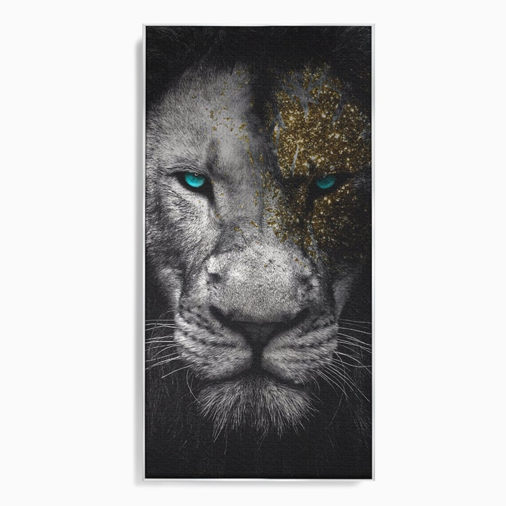 Leinwandbilder Premium-Leinwandkunst LuxCanva® A1167, Löwe mit blauen Augen , Dekorativ, Wohnen, Wohnzimmer, Tier, Dschungelkönig, Lebendige Farben