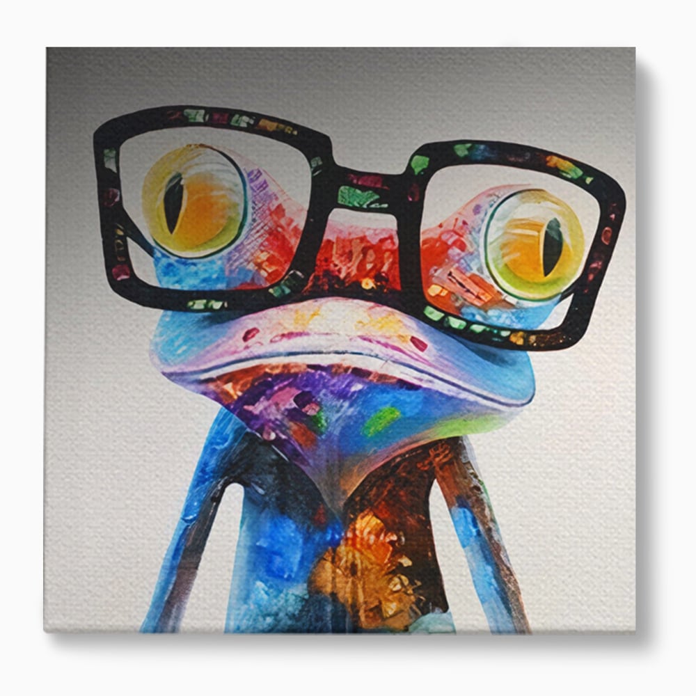 Tablou Canvas Premium LuxCanva® A1168, Crazy Frog , Decorativ, Living, Broasca, Ochelari, Culori Vibrante