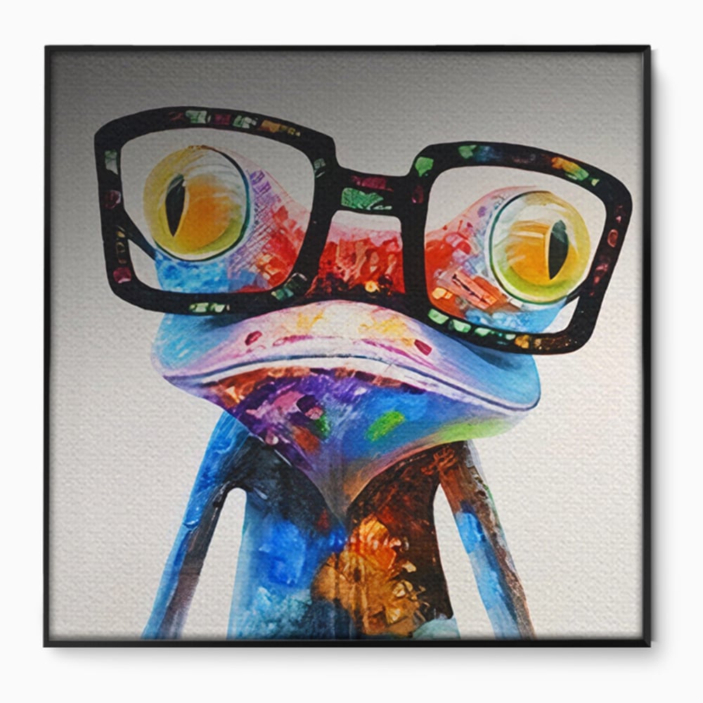 Tablou Canvas Premium LuxCanva® A1168, Crazy Frog , Decorativ, Living, Broasca, Ochelari, Culori Vibrante
