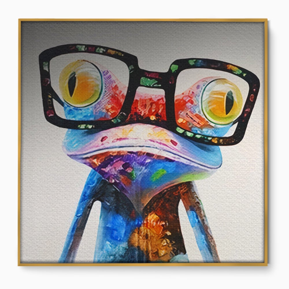 Tablou Canvas Premium LuxCanva® A1168, Crazy Frog , Decorativ, Living, Broasca, Ochelari, Culori Vibrante