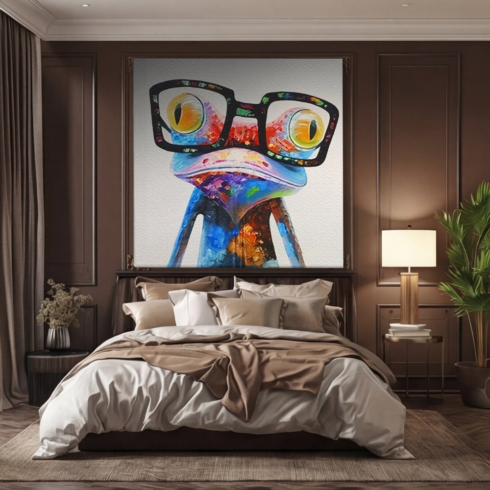 Tablou Canvas Premium LuxCanva® A1168, Crazy Frog , Decorativ, Living, Broasca, Ochelari, Culori Vibrante