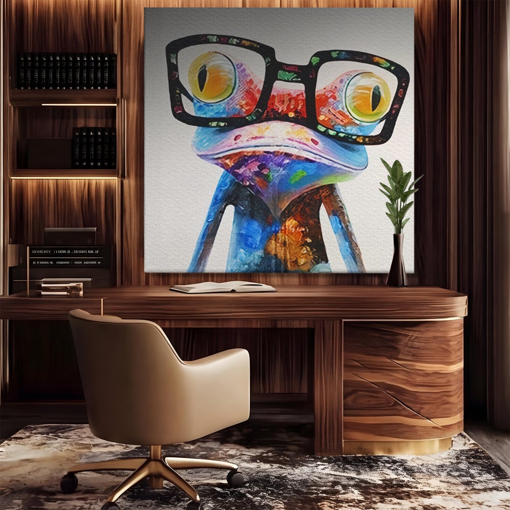 Tablou Canvas Premium LuxCanva® A1168, Crazy Frog , Decorativ, Living, Broasca, Ochelari, Culori Vibrante