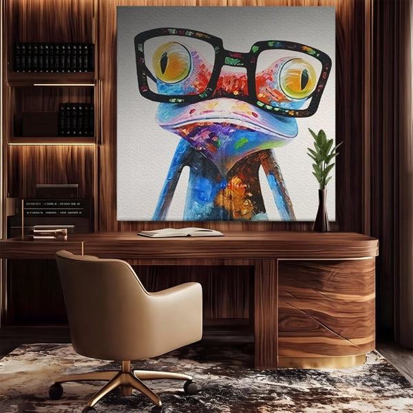 Tablou Canvas Premium LuxCanva® A1168, Crazy Frog , Decorativ, Living, Broasca, Ochelari, Culori Vibrante