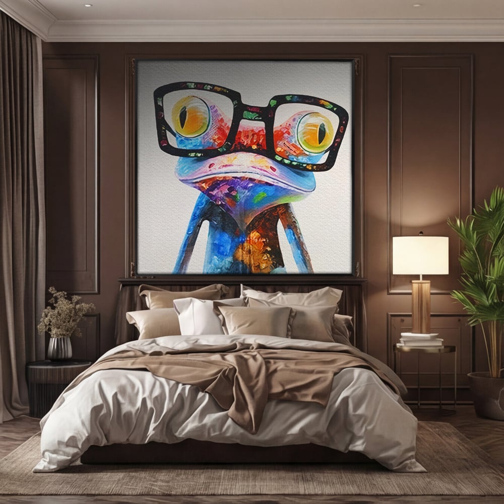 Tablou Canvas Premium LuxCanva® A1168, Crazy Frog , Decorativ, Living, Broasca, Ochelari, Culori Vibrante
