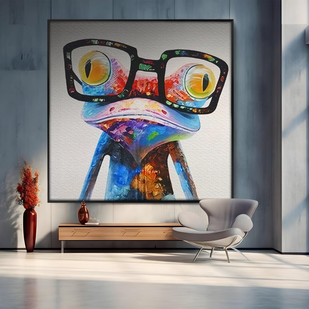 Tablou Canvas Premium LuxCanva® A1168, Crazy Frog , Decorativ, Living, Broasca, Ochelari, Culori Vibrante