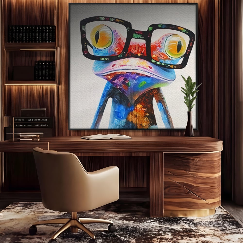 Tablou Canvas Premium LuxCanva® A1168, Crazy Frog , Decorativ, Living, Broasca, Ochelari, Culori Vibrante