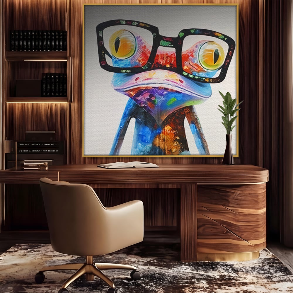 Tablou Canvas Premium LuxCanva® A1168, Crazy Frog , Decorativ, Living, Broasca, Ochelari, Culori Vibrante