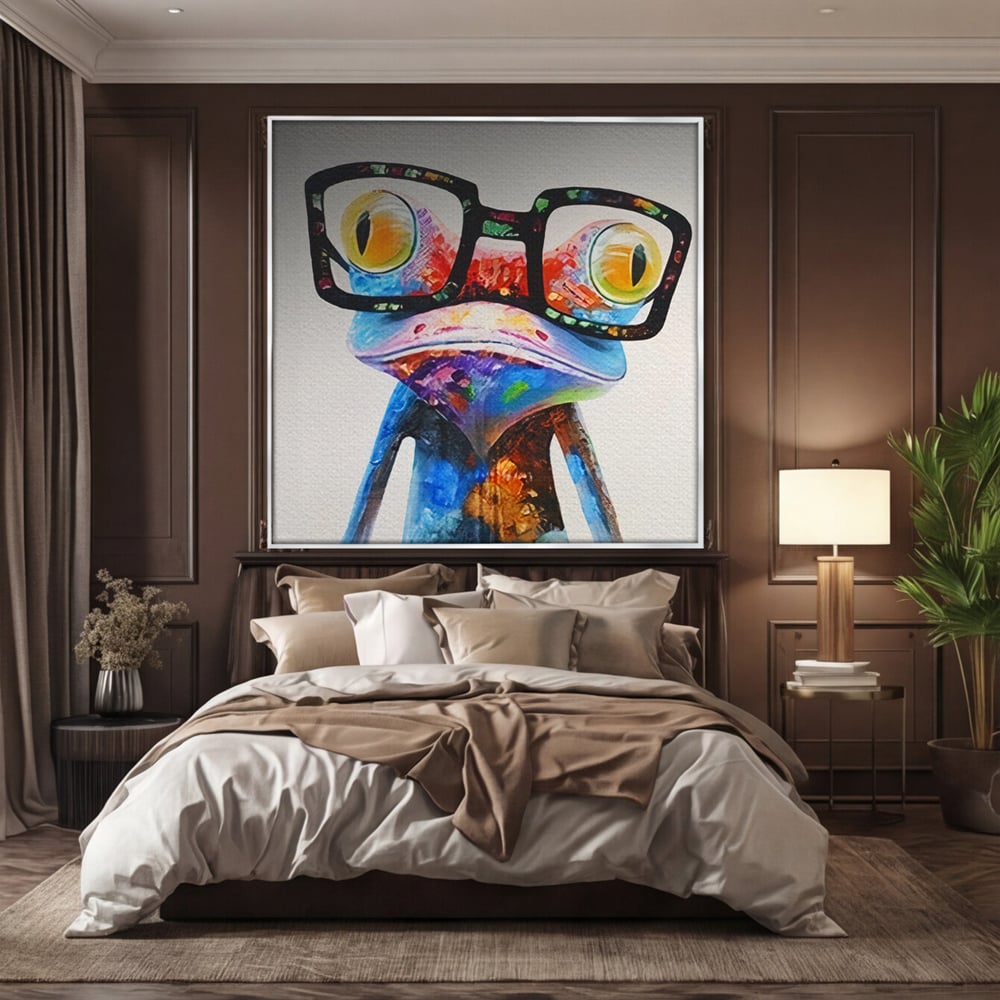 Tablou Canvas Premium LuxCanva® A1168, Crazy Frog , Decorativ, Living, Broasca, Ochelari, Culori Vibrante
