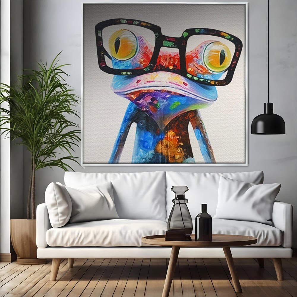 Tablou Canvas Premium LuxCanva® A1168, Crazy Frog , Decorativ, Living, Broasca, Ochelari, Culori Vibrante