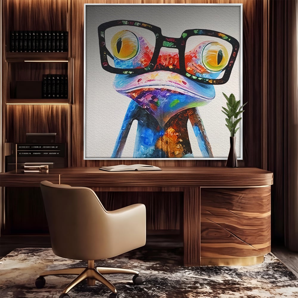 Tablou Canvas Premium LuxCanva® A1168, Crazy Frog , Decorativ, Living, Broasca, Ochelari, Culori Vibrante