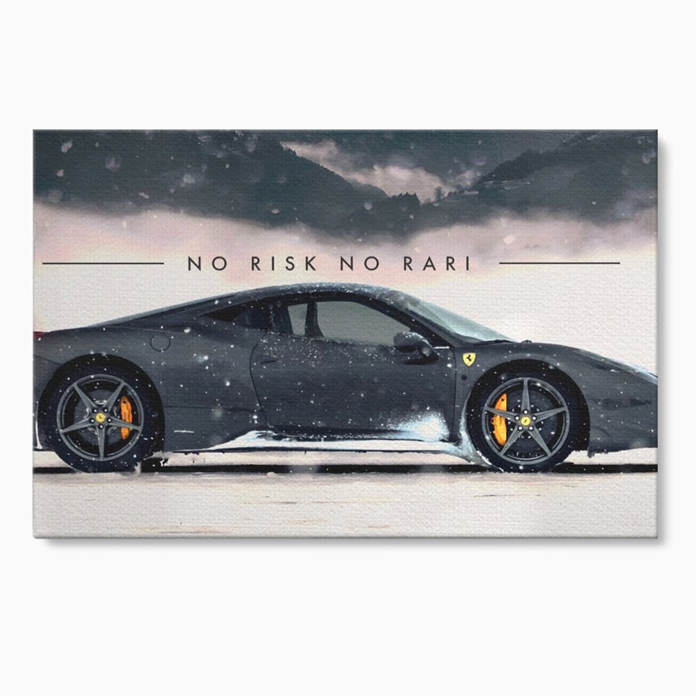 Leinwandbilder Premium LuxCanva® A1170, No Risk No Rari , Motivierend, Wohnen, Leben, Auto, Ferrari, Ferrari, Schlafzimmer, Leuchtende Farben