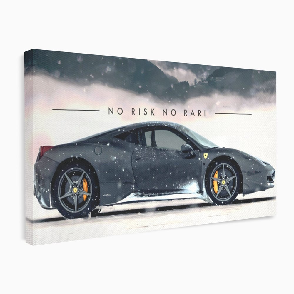 Leinwandbilder Premium LuxCanva® A1170, No Risk No Rari , Motivierend, Wohnen, Leben, Auto, Ferrari, Ferrari, Schlafzimmer, Leuchtende Farben