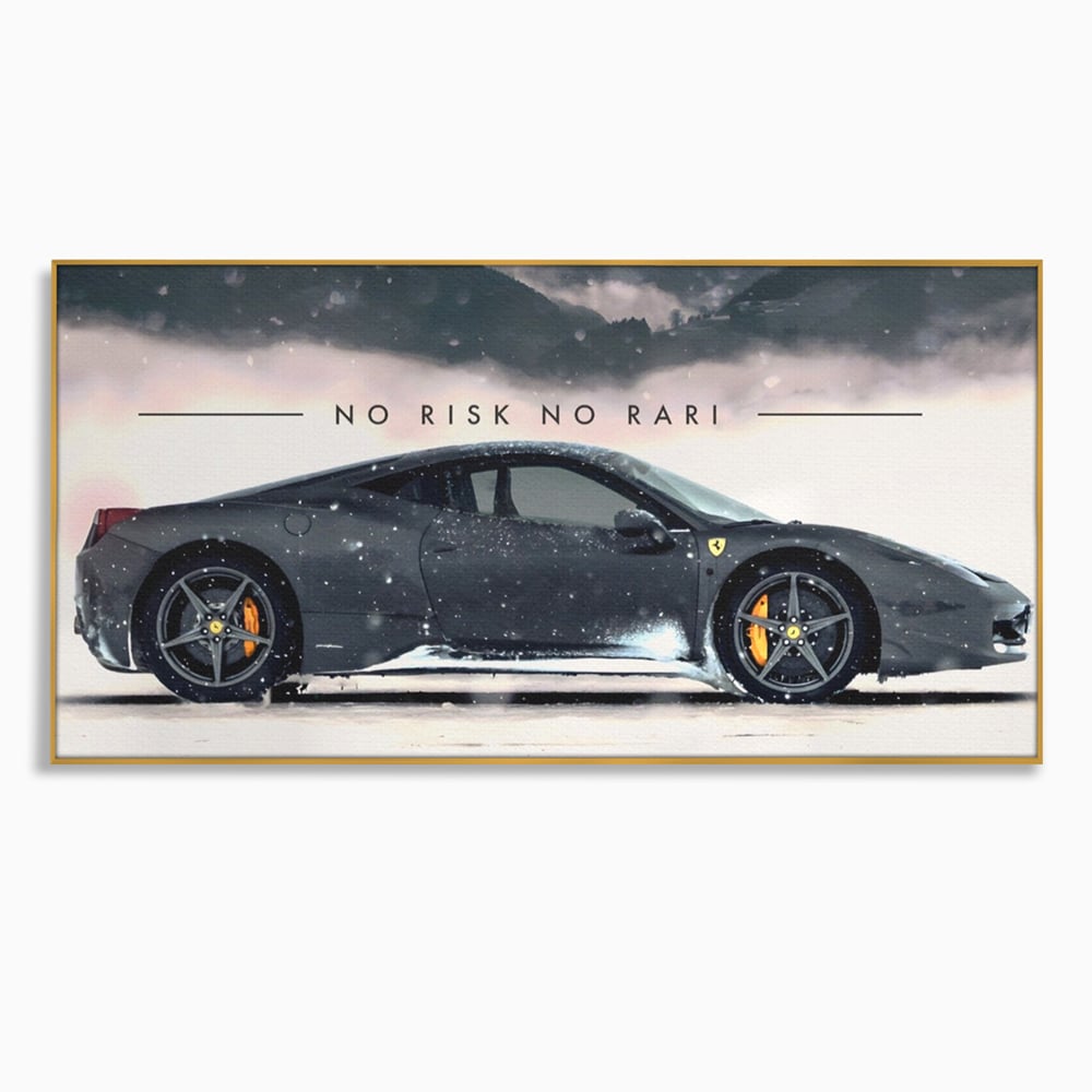 Leinwandbilder Premium LuxCanva® A1170, No Risk No Rari , Motivierend, Wohnen, Leben, Auto, Ferrari, Ferrari, Schlafzimmer, Leuchtende Farben