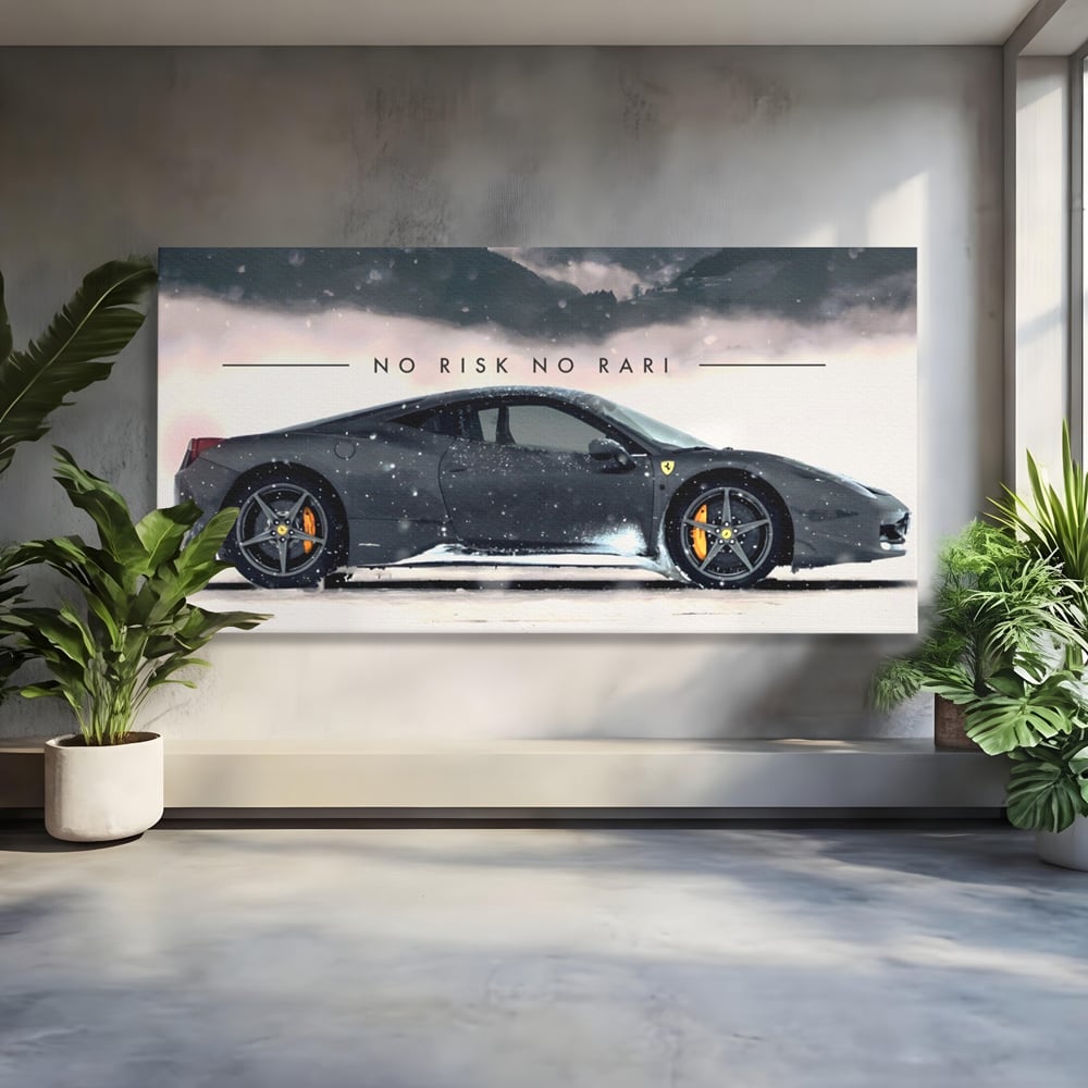Leinwandbilder Premium LuxCanva® A1170, No Risk No Rari , Motivierend, Wohnen, Leben, Auto, Ferrari, Ferrari, Schlafzimmer, Leuchtende Farben