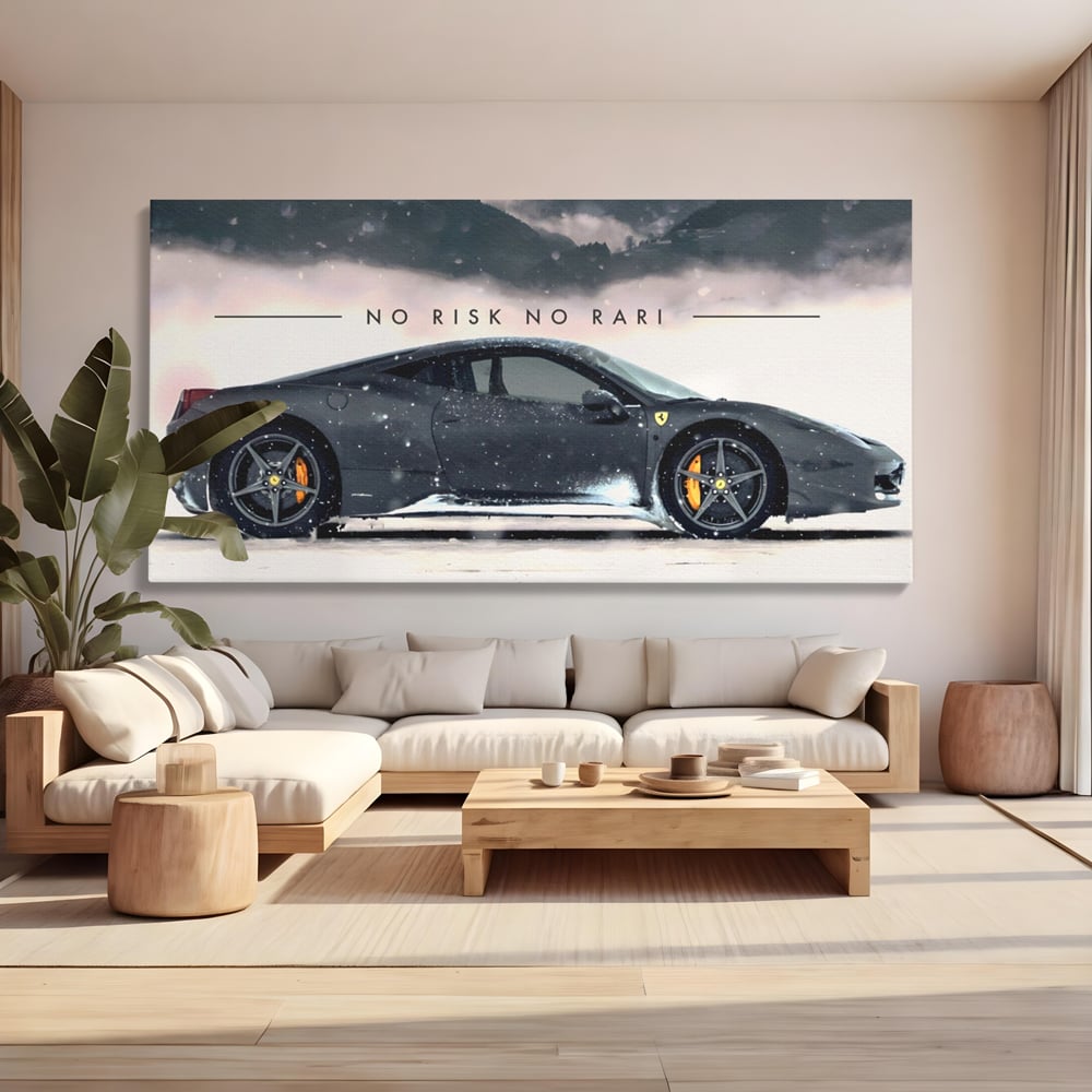 Leinwandbilder Premium LuxCanva® A1170, No Risk No Rari , Motivierend, Wohnen, Leben, Auto, Ferrari, Ferrari, Schlafzimmer, Leuchtende Farben
