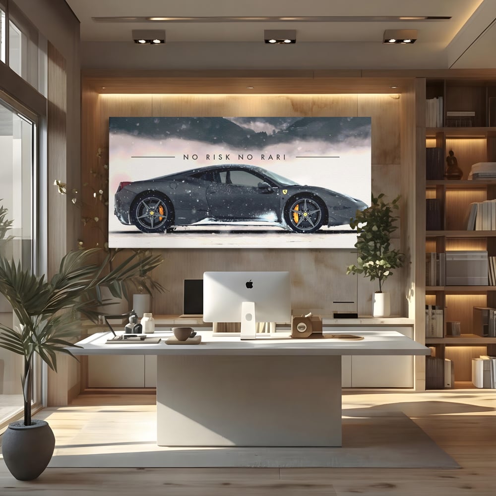 Leinwandbilder Premium LuxCanva® A1170, No Risk No Rari , Motivierend, Wohnen, Leben, Auto, Ferrari, Ferrari, Schlafzimmer, Leuchtende Farben