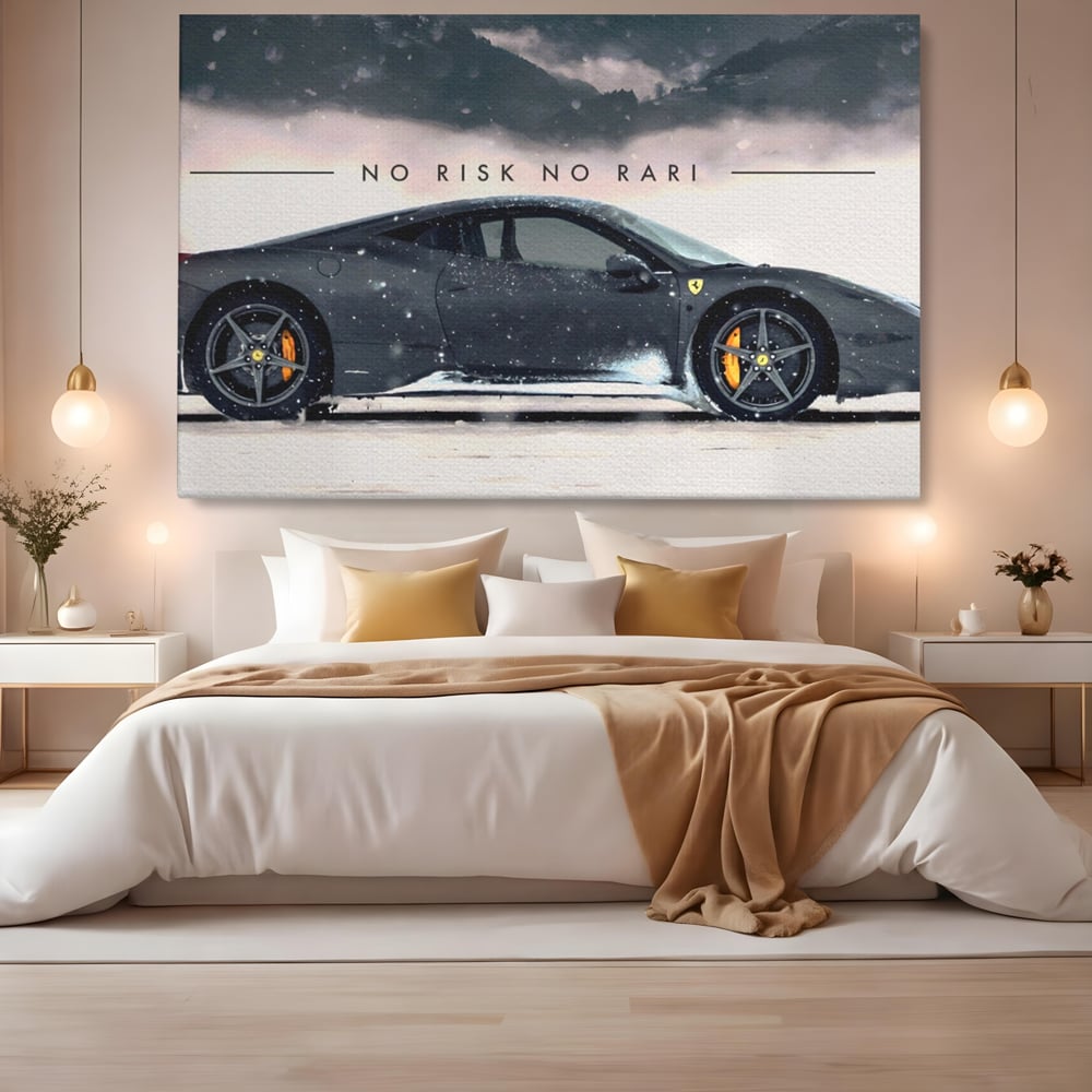 Leinwandbilder Premium LuxCanva® A1170, No Risk No Rari , Motivierend, Wohnen, Leben, Auto, Ferrari, Ferrari, Schlafzimmer, Leuchtende Farben