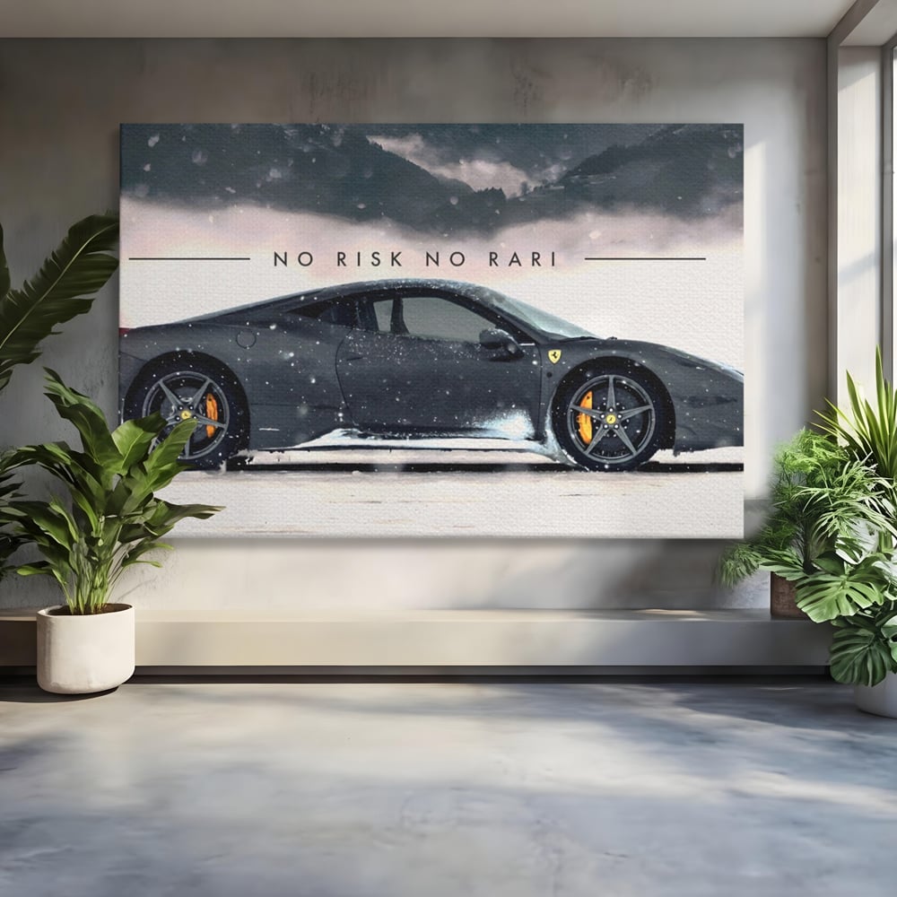 Leinwandbilder Premium LuxCanva® A1170, No Risk No Rari , Motivierend, Wohnen, Leben, Auto, Ferrari, Ferrari, Schlafzimmer, Leuchtende Farben