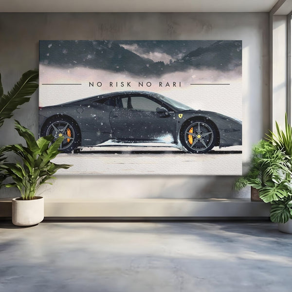 Leinwandbilder Premium LuxCanva® A1170, No Risk No Rari , Motivierend, Wohnen, Leben, Auto, Ferrari, Ferrari, Schlafzimmer, Leuchtende Farben