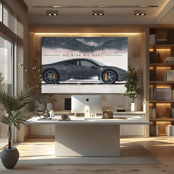 Leinwandbilder Premium LuxCanva® A1170, No Risk No Rari , Motivierend, Wohnen, Leben, Auto, Ferrari, Ferrari, Schlafzimmer, Leuchtende Farben