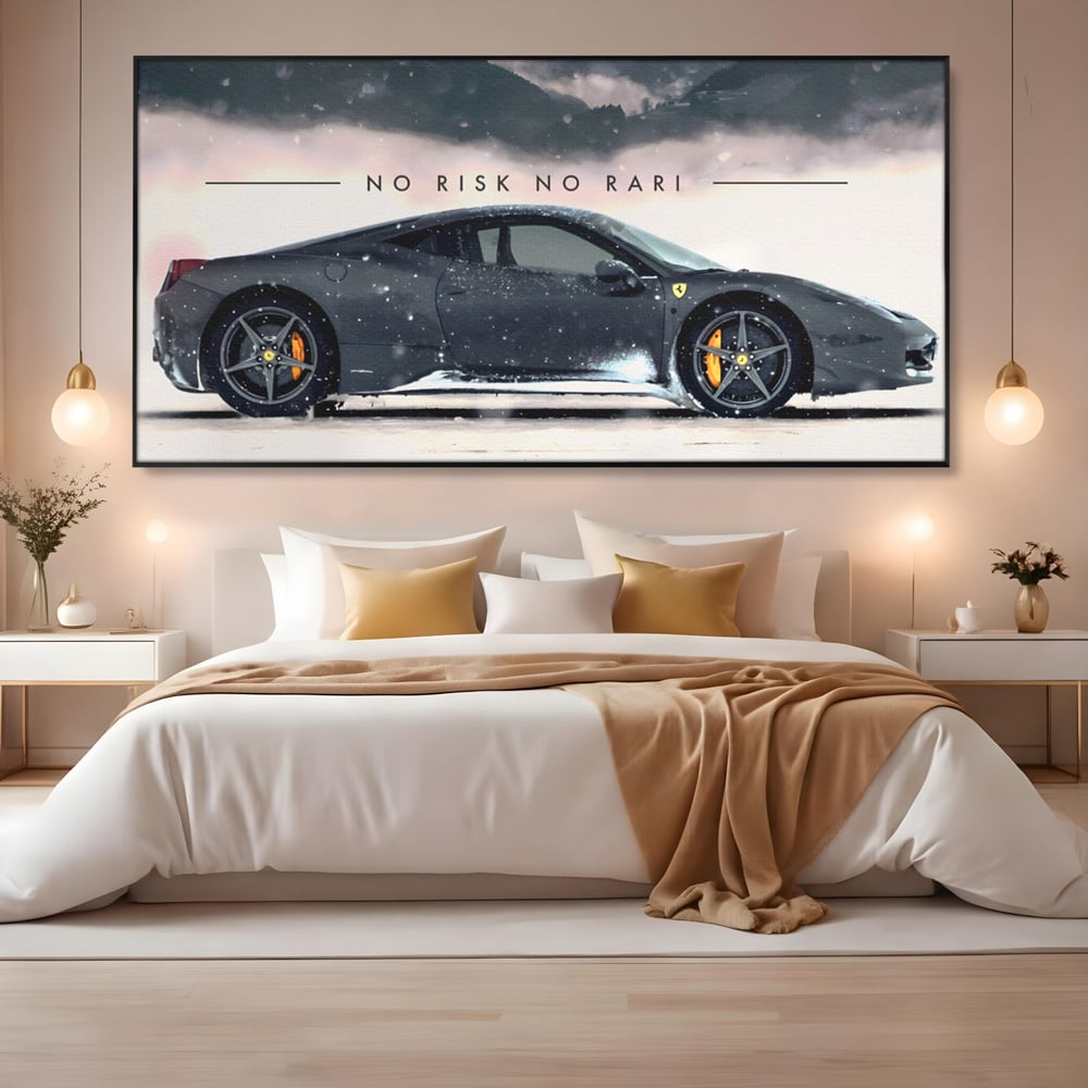 Leinwandbilder Premium LuxCanva® A1170, No Risk No Rari , Motivierend, Wohnen, Leben, Auto, Ferrari, Ferrari, Schlafzimmer, Leuchtende Farben