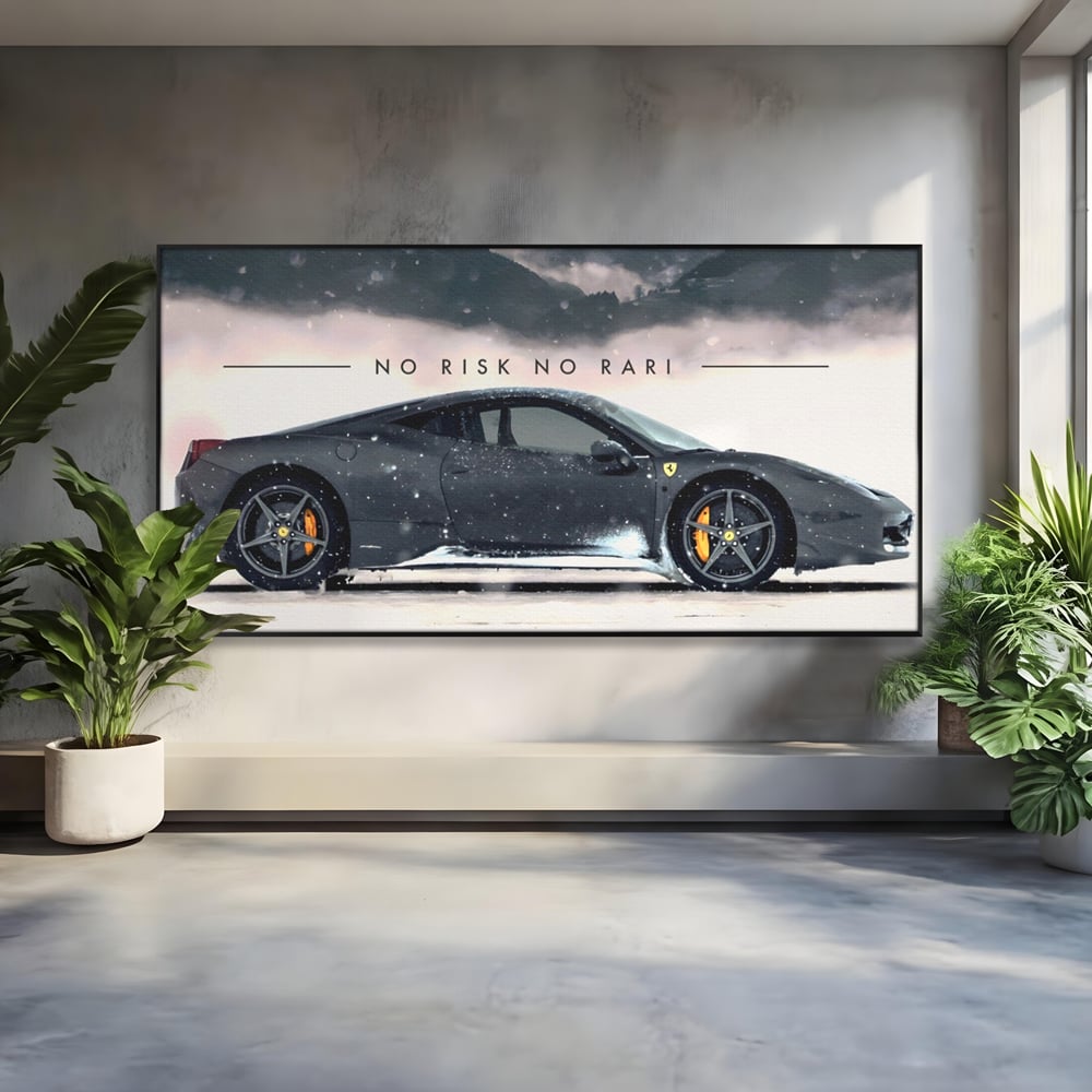 Leinwandbilder Premium LuxCanva® A1170, No Risk No Rari , Motivierend, Wohnen, Leben, Auto, Ferrari, Ferrari, Schlafzimmer, Leuchtende Farben