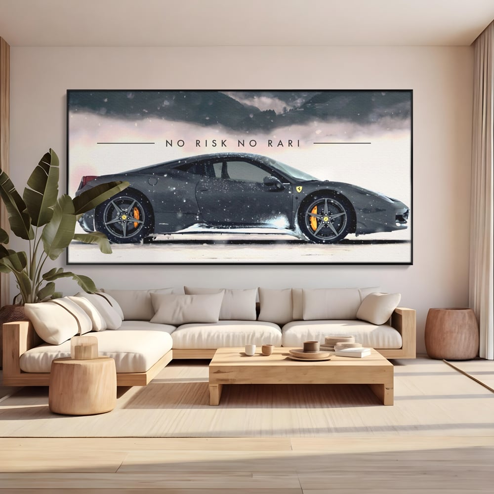 Leinwandbilder Premium LuxCanva® A1170, No Risk No Rari , Motivierend, Wohnen, Leben, Auto, Ferrari, Ferrari, Schlafzimmer, Leuchtende Farben