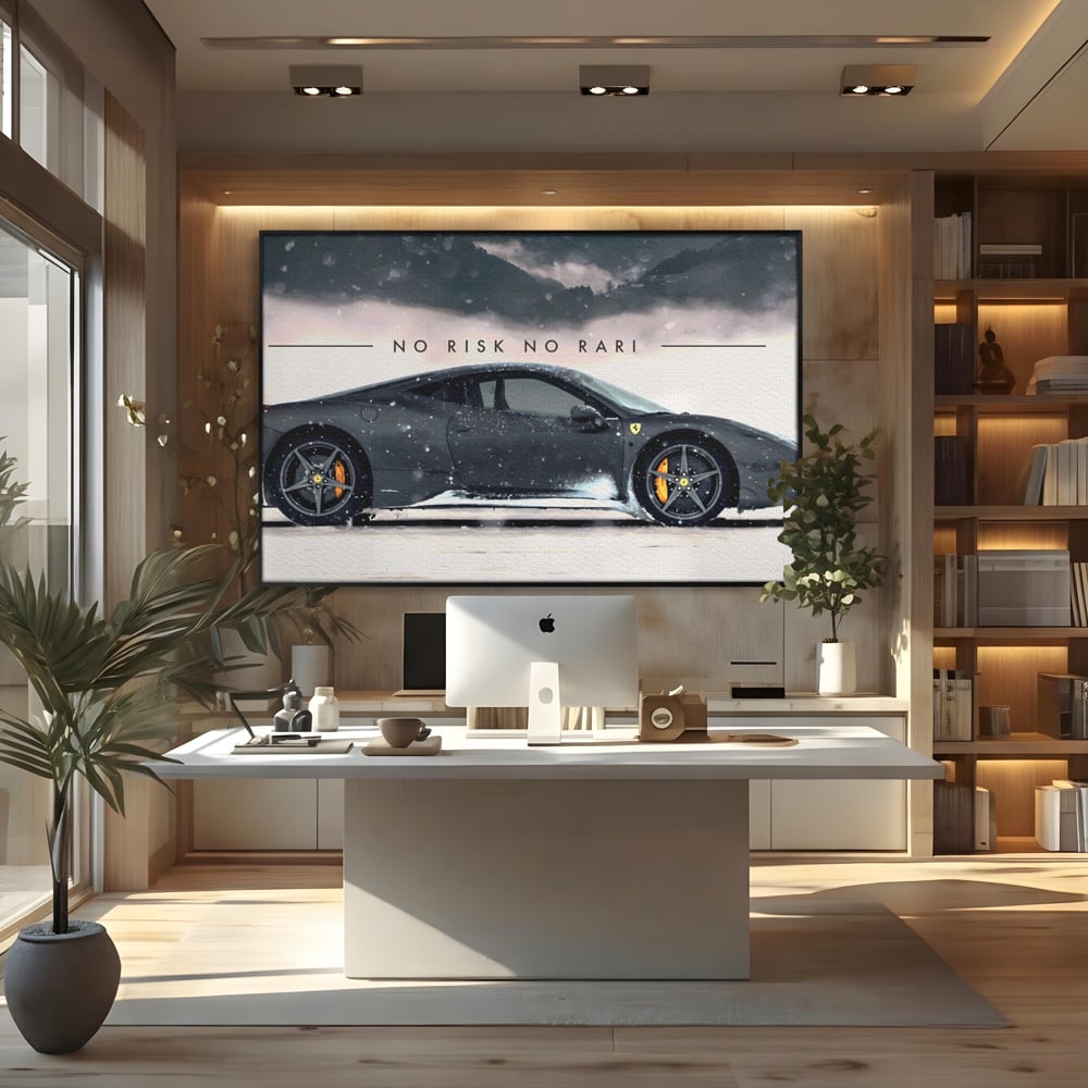 Leinwandbilder Premium LuxCanva® A1170, No Risk No Rari , Motivierend, Wohnen, Leben, Auto, Ferrari, Ferrari, Schlafzimmer, Leuchtende Farben