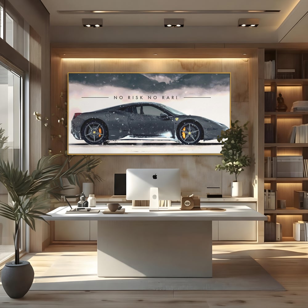 Leinwandbilder Premium LuxCanva® A1170, No Risk No Rari , Motivierend, Wohnen, Leben, Auto, Ferrari, Ferrari, Schlafzimmer, Leuchtende Farben