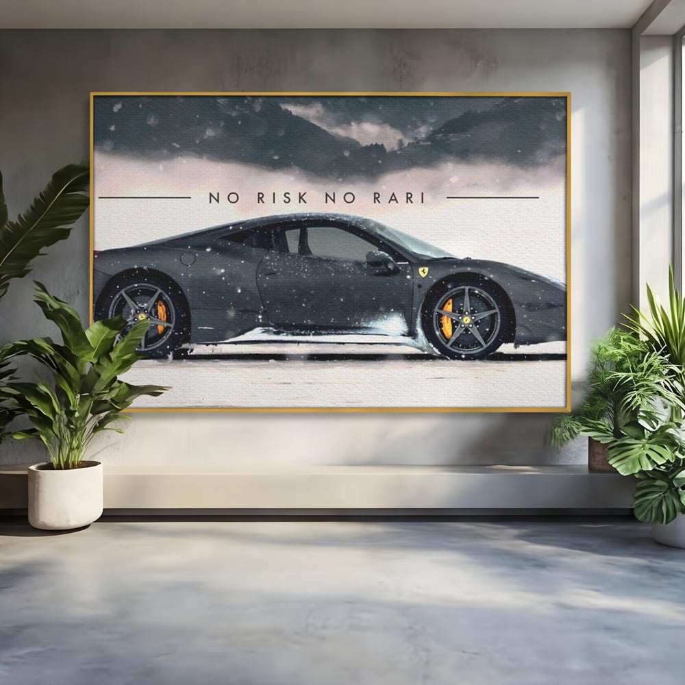 Leinwandbilder Premium LuxCanva® A1170, No Risk No Rari , Motivierend, Wohnen, Leben, Auto, Ferrari, Ferrari, Schlafzimmer, Leuchtende Farben