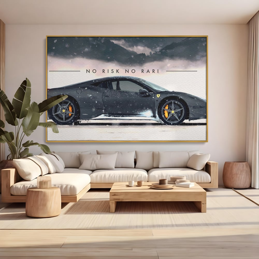 Leinwandbilder Premium LuxCanva® A1170, No Risk No Rari , Motivierend, Wohnen, Leben, Auto, Ferrari, Ferrari, Schlafzimmer, Leuchtende Farben