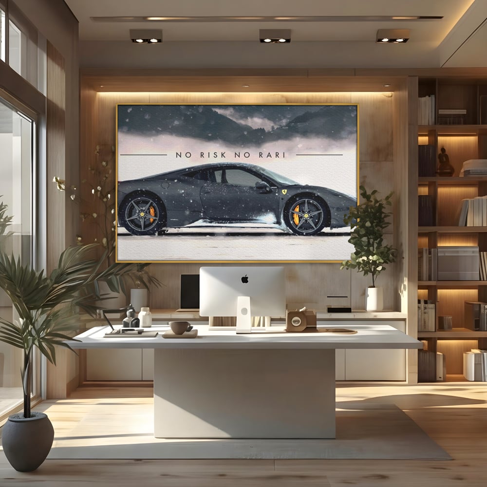 Leinwandbilder Premium LuxCanva® A1170, No Risk No Rari , Motivierend, Wohnen, Leben, Auto, Ferrari, Ferrari, Schlafzimmer, Leuchtende Farben