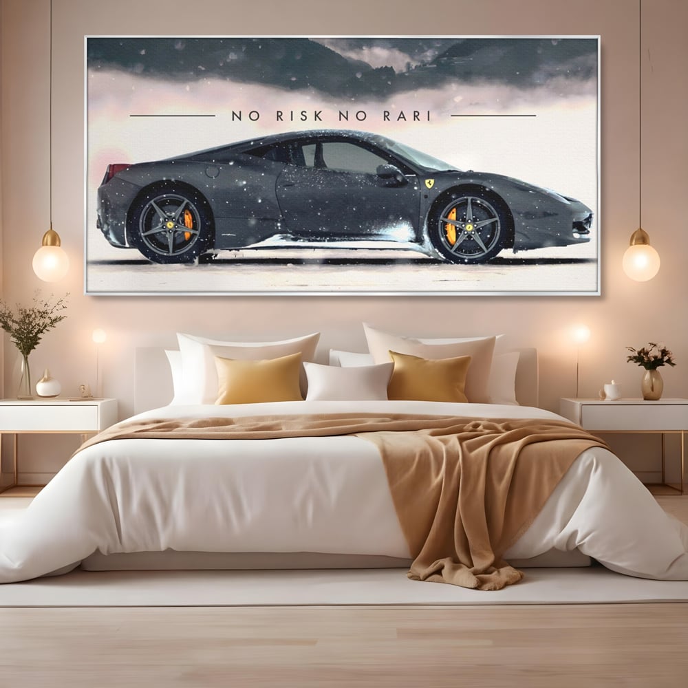 Leinwandbilder Premium LuxCanva® A1170, No Risk No Rari , Motivierend, Wohnen, Leben, Auto, Ferrari, Ferrari, Schlafzimmer, Leuchtende Farben